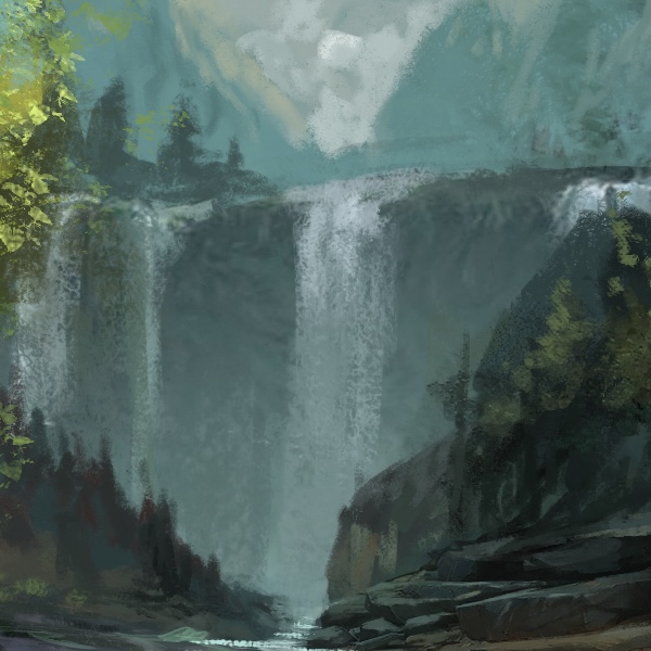 Waterfall landscape tile